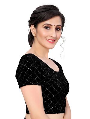black velvet solid blouse - 18371823 - Standard Image - 3