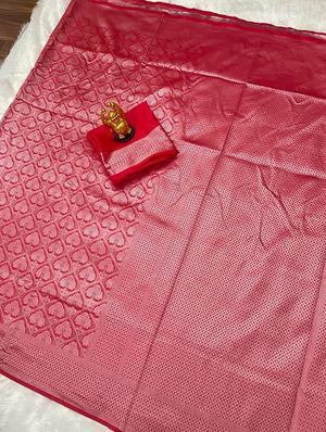 red silk banarasi saree with blouse - 18372067 - Standard Image - 5