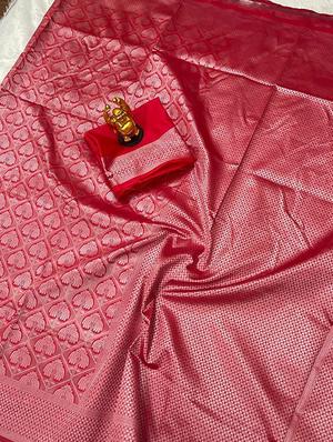 red silk banarasi saree with blouse - 18372067 - Standard Image - 6