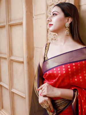 pink banarasi saree with blouse - 18372102 - Standard Image - 3