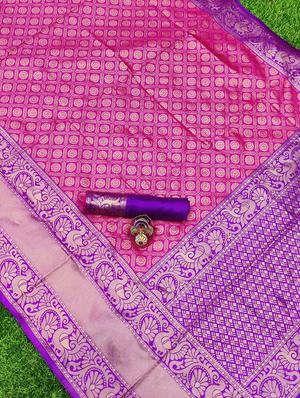 pink banarasi saree with blouse - 18372114 - Standard Image - 4