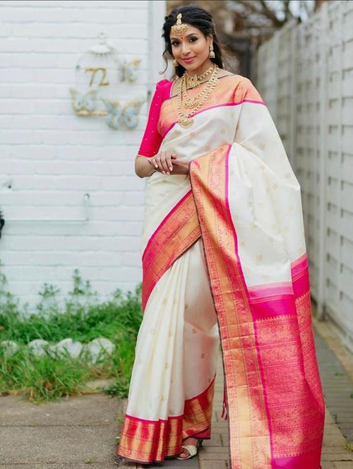 pink banarasi saree with blouse - 18372118 - Standard Image - 1