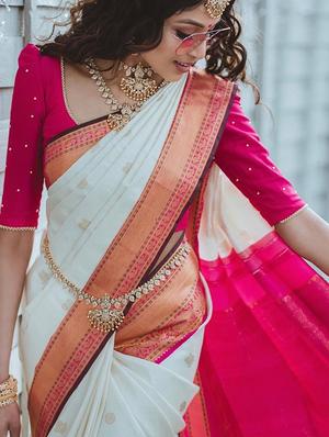 pink banarasi saree with blouse - 18372118 - Standard Image - 3