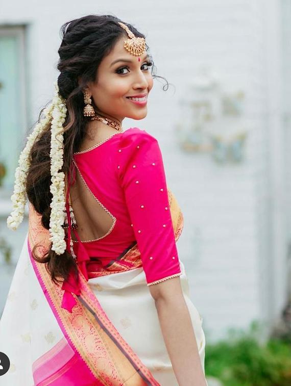 pink banarasi saree with blouse - 18372118 - Zoom Image - 4