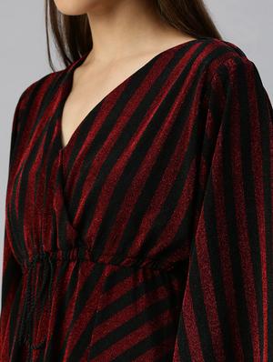 long sleeved striped fit & flare dress - 18372147 - Standard Image - 6