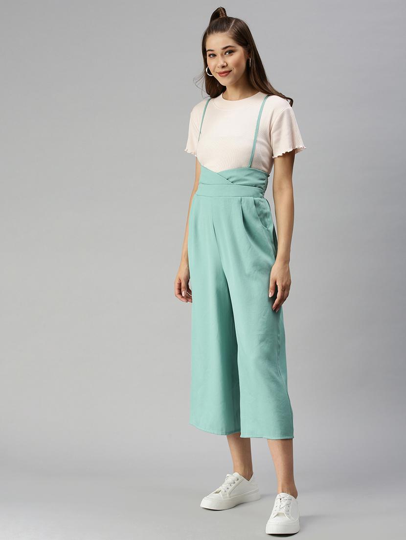 cami neck solid dungaree jumpsuit - 18372216 - Zoom Image - 2