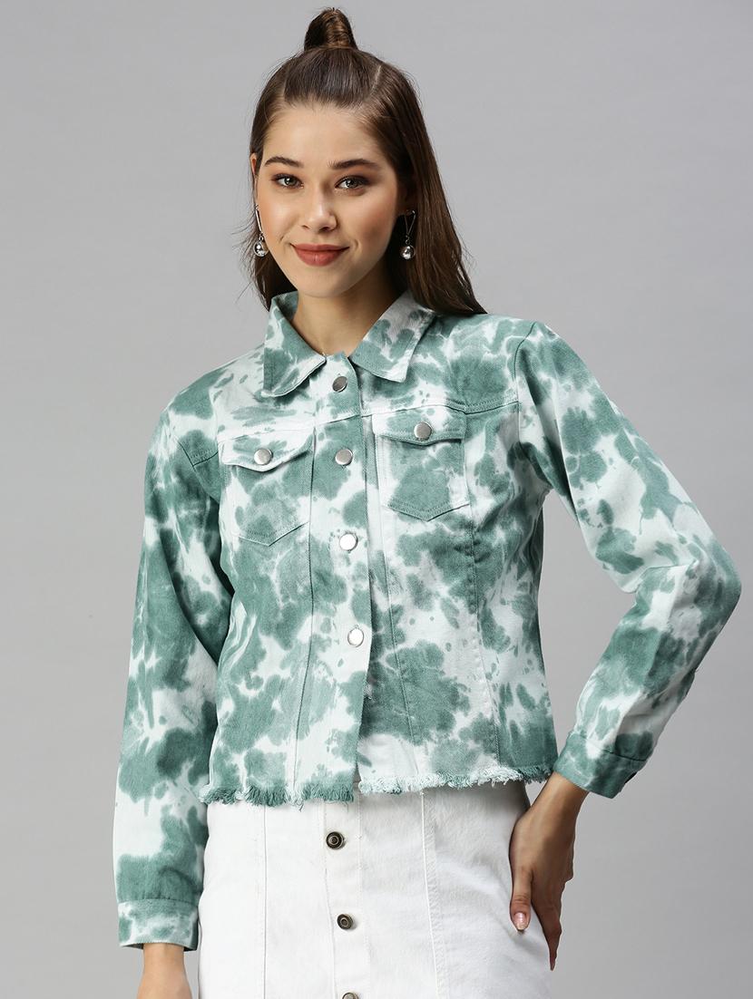 frayed hem tie & dye summer jacket - 18372231 - Zoom Image - 1