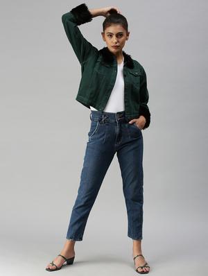 fur embellished denim jacket - 18372244 - Standard Image - 4