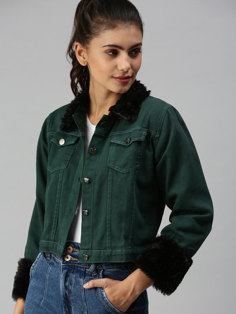 fur embellished denim jacket - 18372244 - Zoom Image - 5