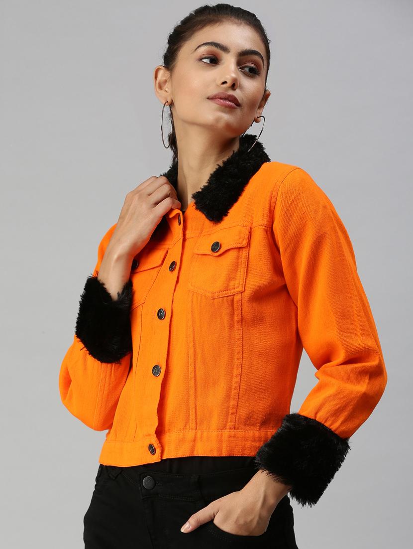 fur embellished denim jacket - 18372246 - Zoom Image - 2