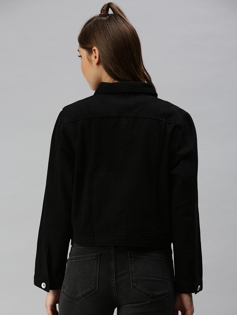 black solid denim summer jacket - 18372253 - Zoom Image - 3