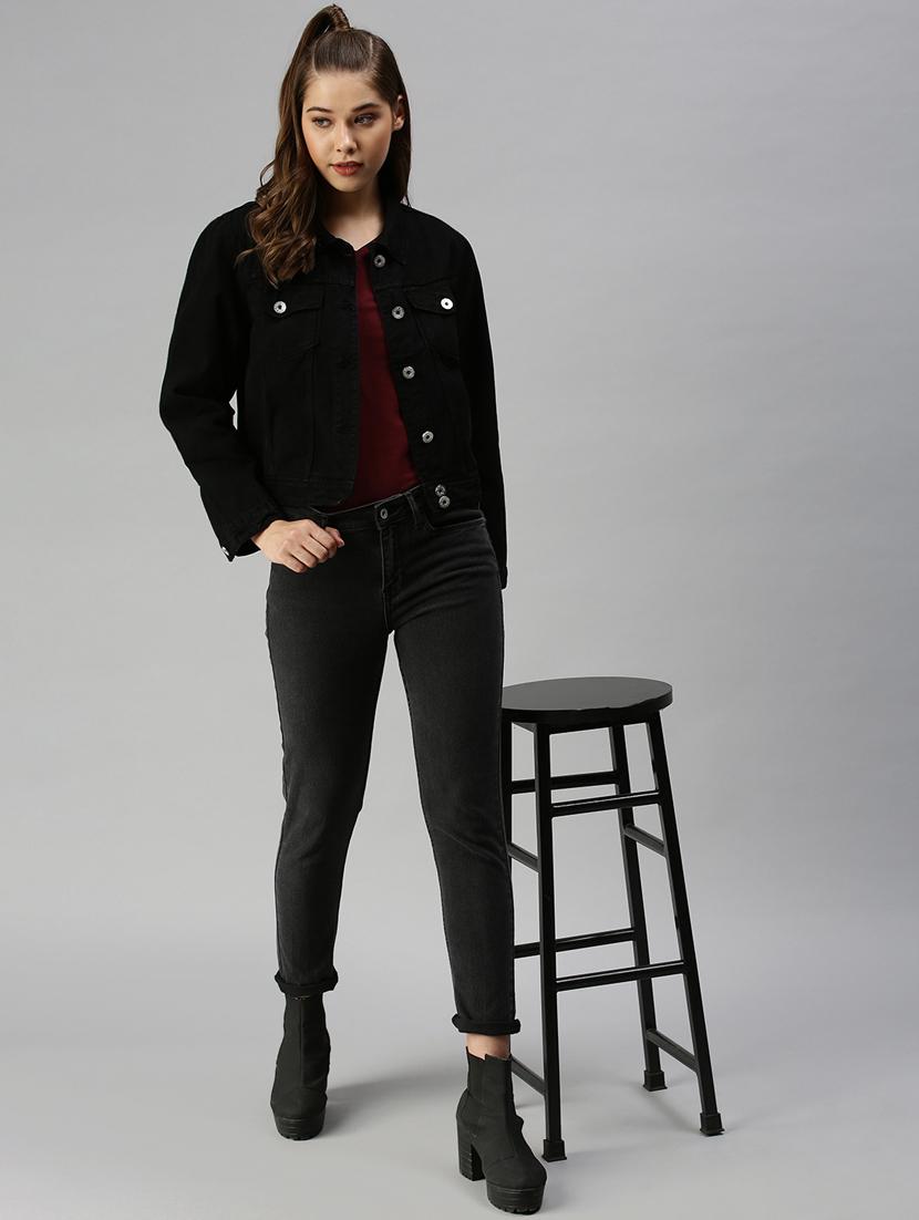 black solid denim summer jacket - 18372253 - Zoom Image - 4
