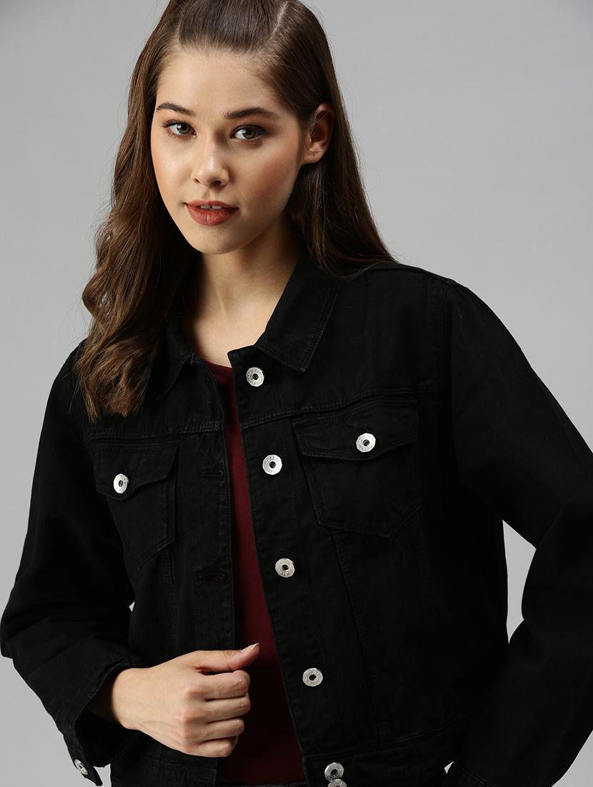black solid denim summer jacket - 18372253 - Zoom Image - 5
