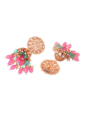 gold brass jhumka earring - 18372345 - Standard Image - 3