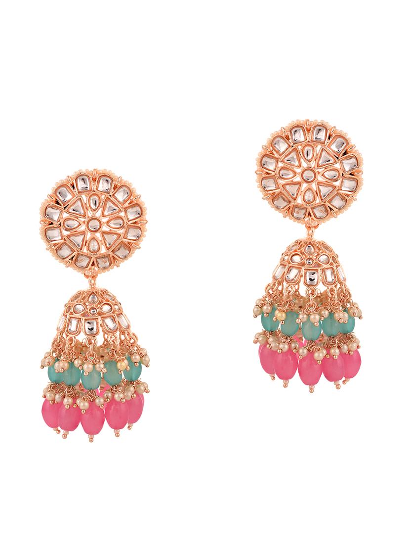gold brass jhumka earring - 18372345 - Zoom Image - 2