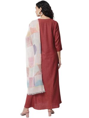 maroon kurta dupatta set - 18372510 - Standard Image - 3