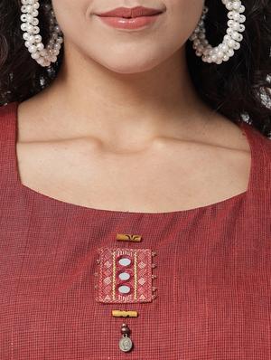 maroon kurta dupatta set - 18372510 - Standard Image - 4