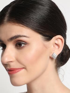 silver brass studs earring - 18373263 - Standard Image - 5