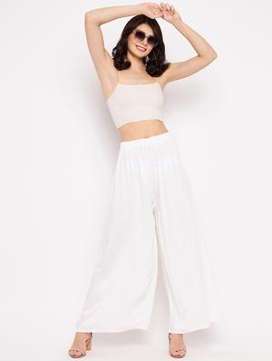 mid rise solid flared palazzo - 18373748 - Standard Image - 4
