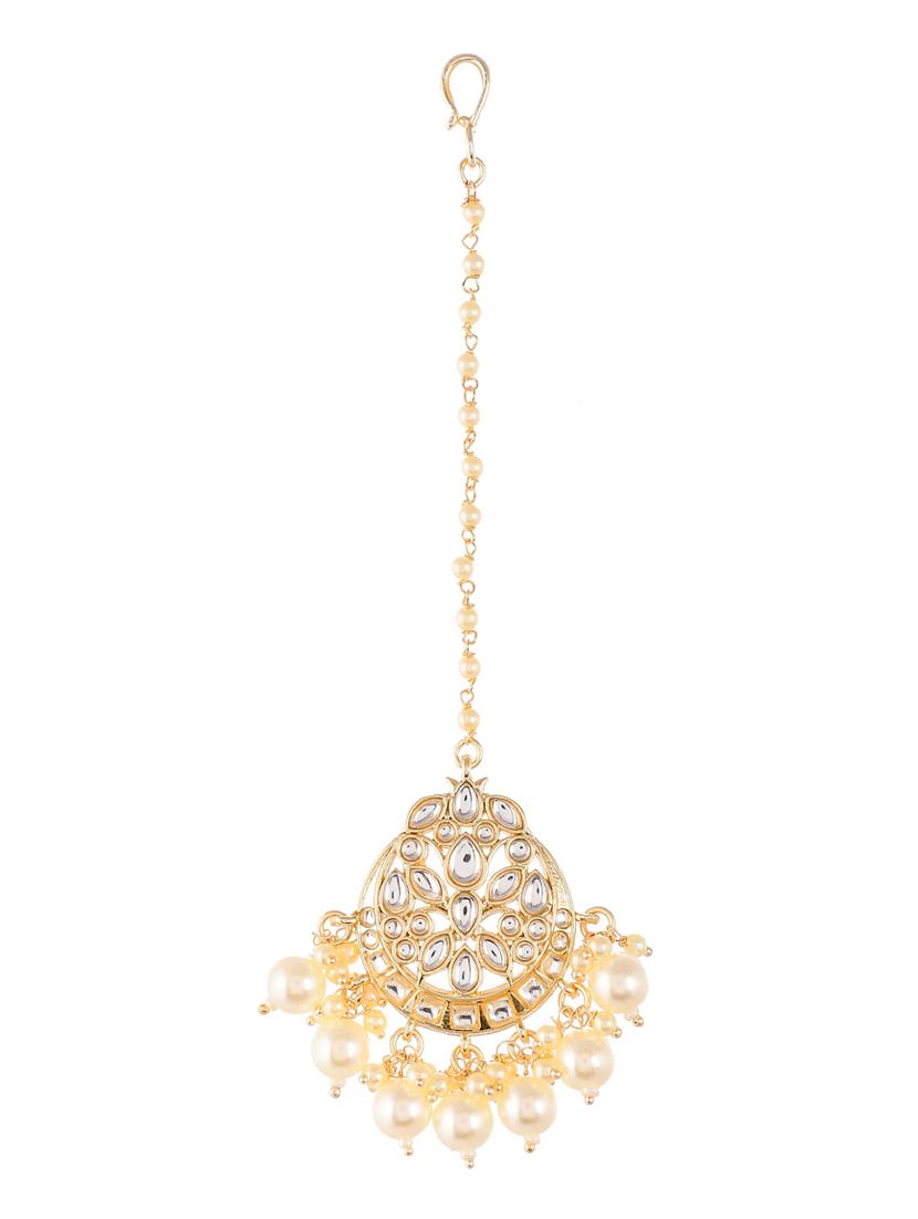 gold brass maang teekas & passa - 18373751 - Zoom Image - 2