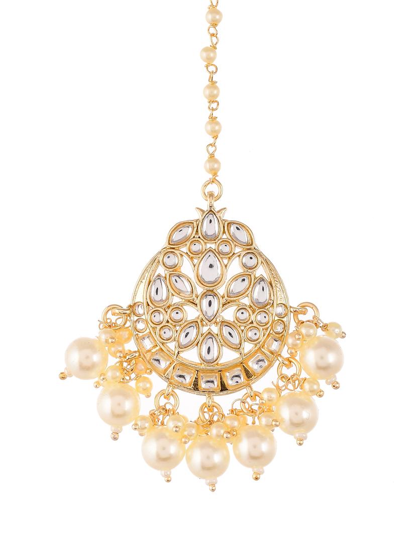 gold brass maang teekas & passa - 18373751 - Zoom Image - 3