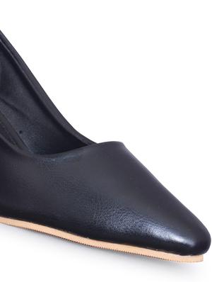 black leatherette slip on pumps - 18374545 - Standard Image - 5