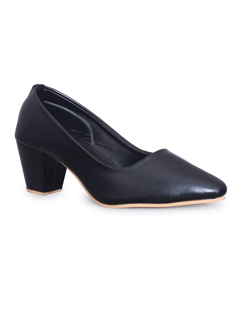 black leatherette slip on pumps - 18374545 - Zoom Image - 1