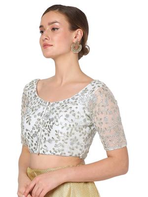 silver net embroidered blouse - 18374602 - Standard Image - 2
