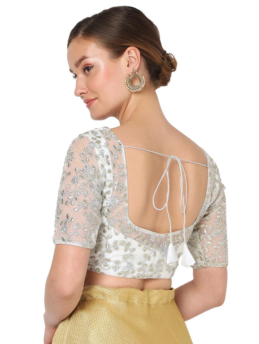silver net embroidered blouse - 18374602 - Zoom Image - 3
