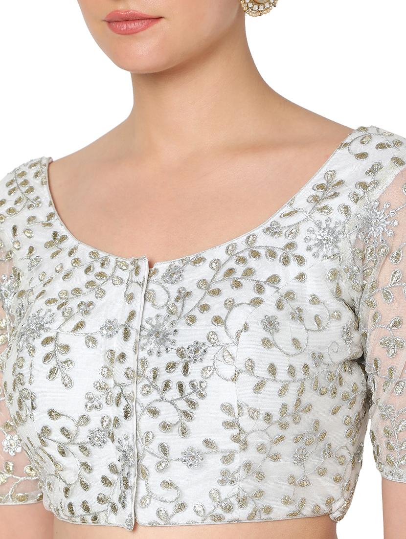 silver net embroidered blouse - 18374602 - Zoom Image - 5
