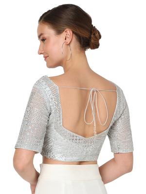 silver net embroidered blouse - 18374610 - Standard Image - 3