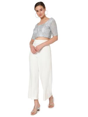 silver net embroidered blouse - 18374610 - Standard Image - 4