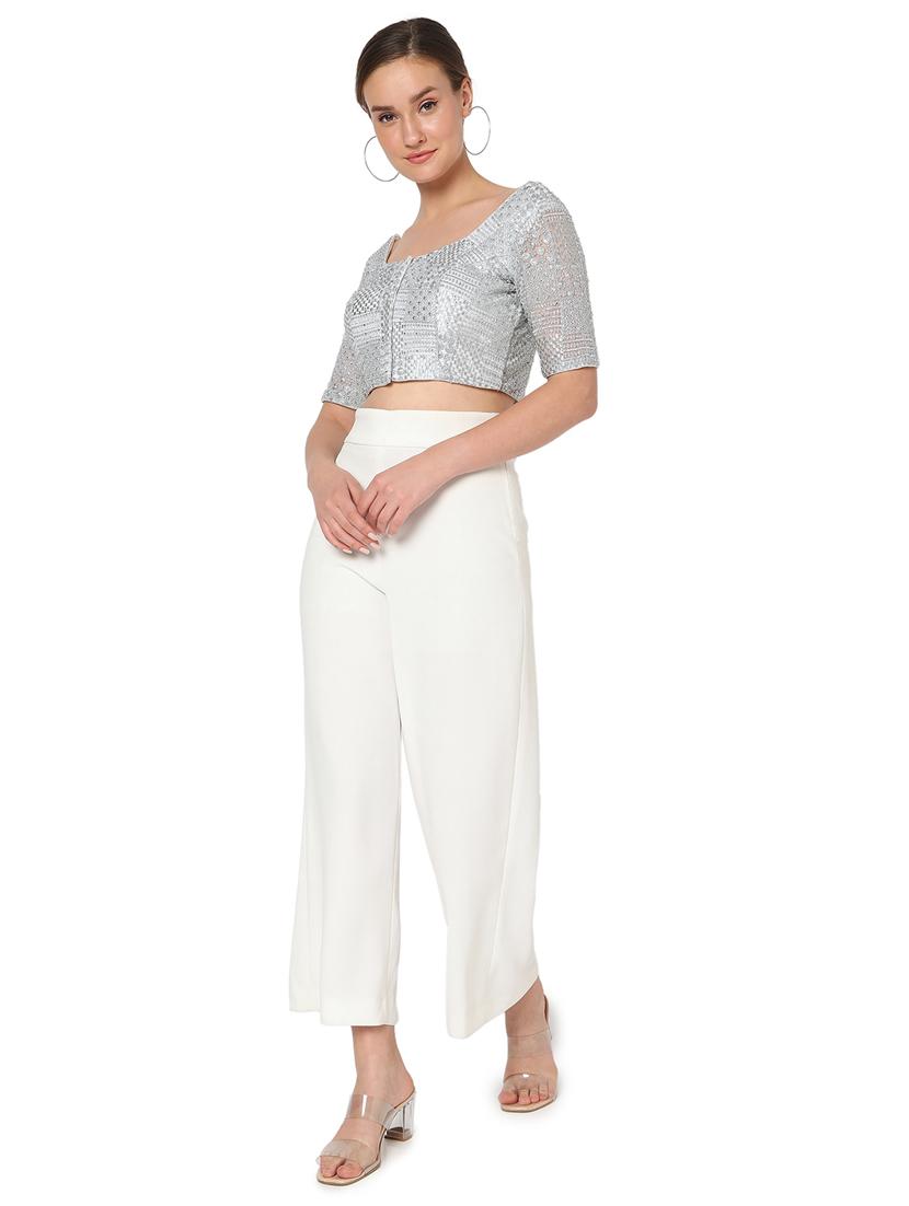 silver net embroidered blouse - 18374610 - Zoom Image - 4