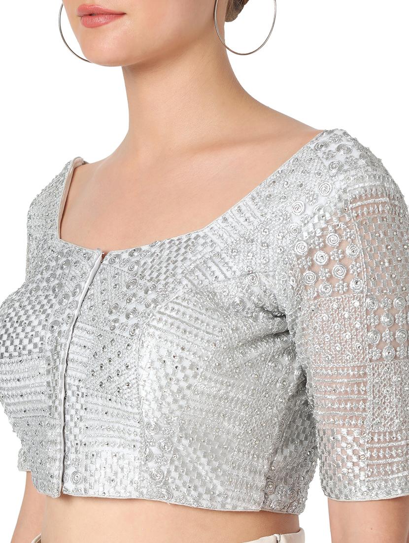 silver net embroidered blouse - 18374610 - Zoom Image - 5
