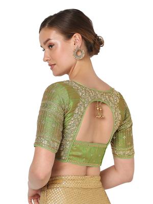 green raw silk embroidered blouse - 18374623 - Standard Image - 3