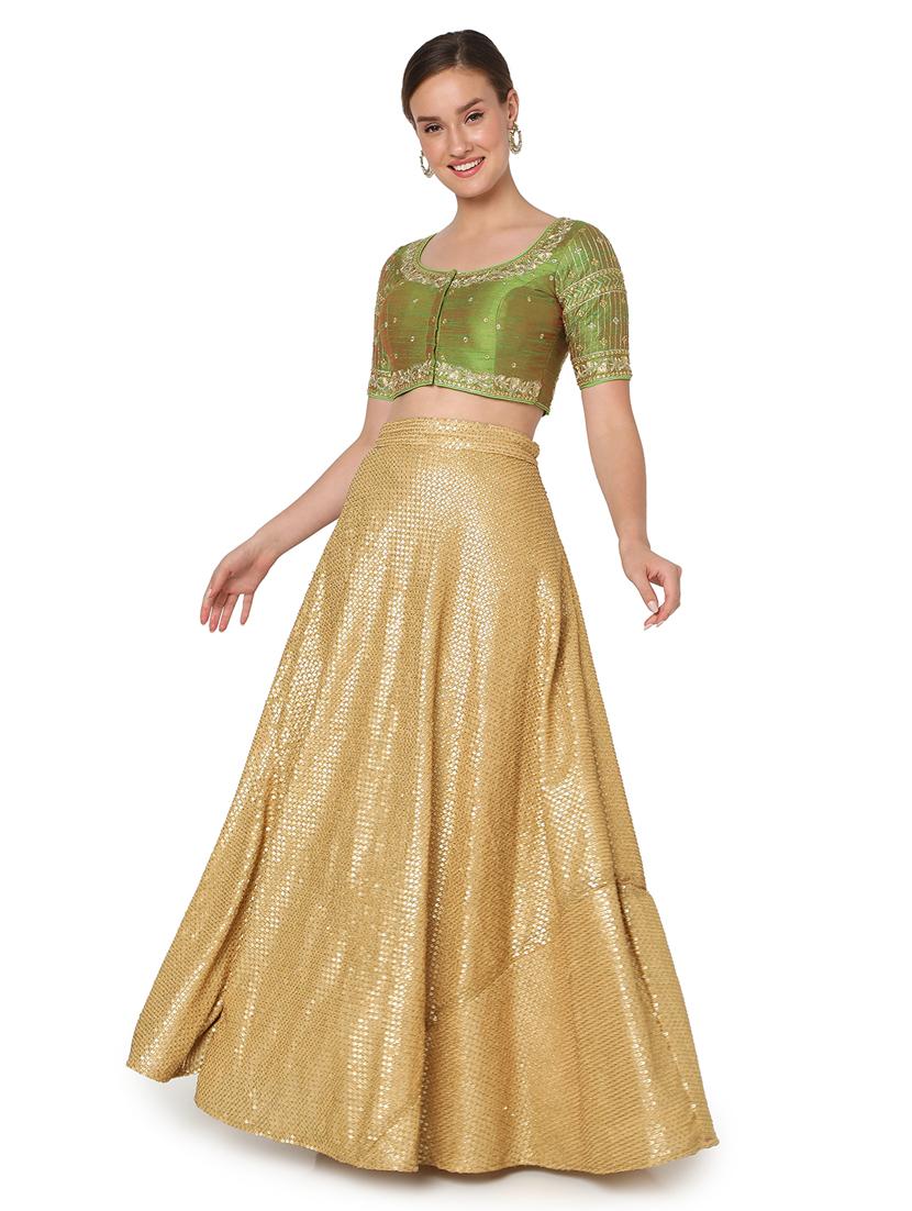 green raw silk embroidered blouse - 18374623 - Zoom Image - 4