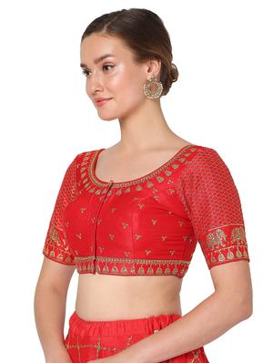 red silk embroidered blouse - 18374627 - Standard Image - 2