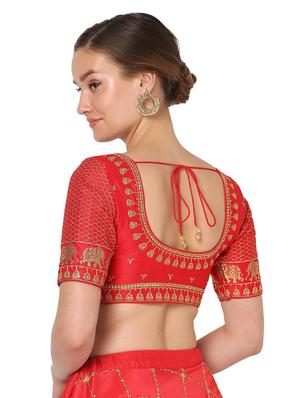 red silk embroidered blouse - 18374627 - Standard Image - 3