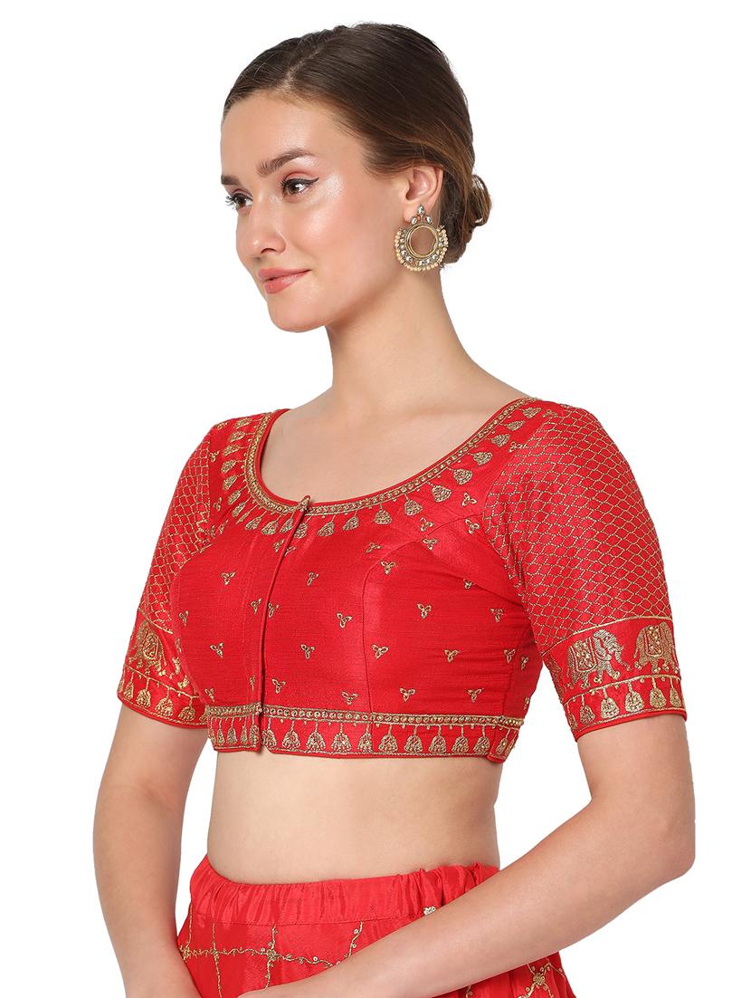 red silk embroidered blouse - 18374627 - Zoom Image - 2