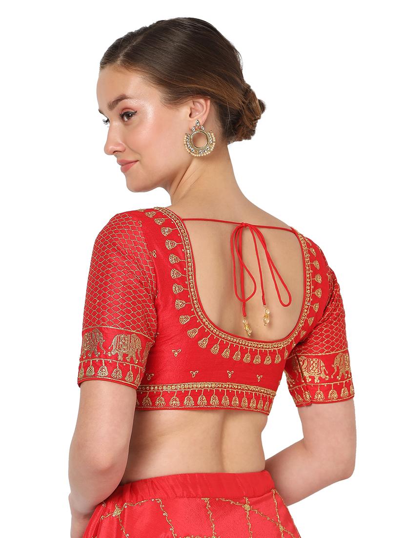 red silk embroidered blouse - 18374627 - Zoom Image - 3