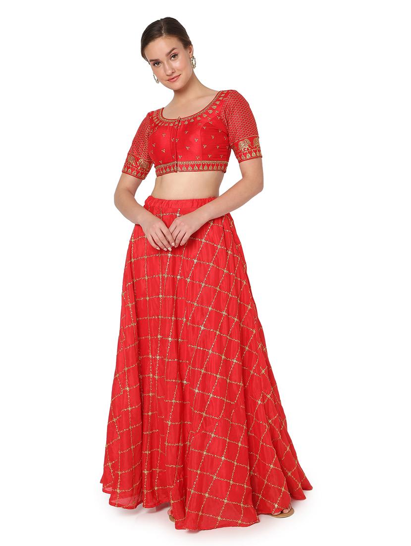 red silk embroidered blouse - 18374627 - Zoom Image - 4