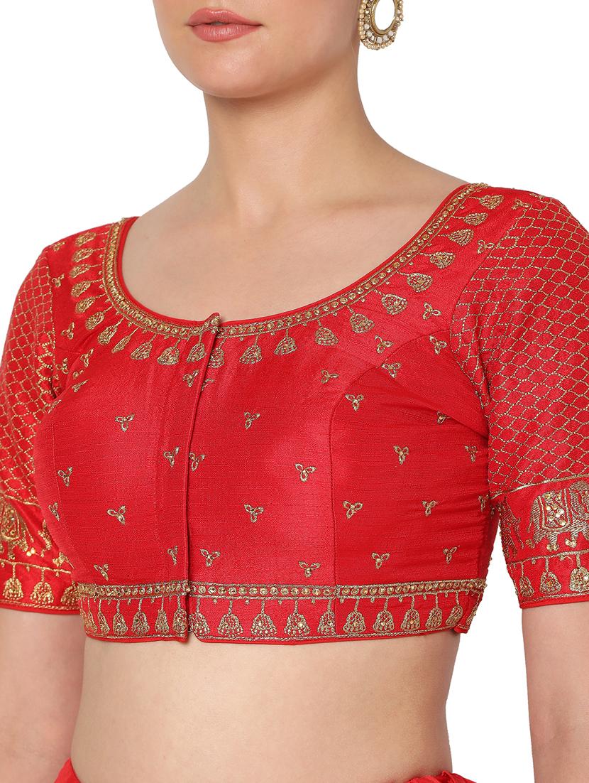 red silk embroidered blouse - 18374627 - Zoom Image - 5