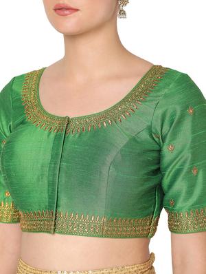 green silk embroidered blouse - 18374628 - Standard Image - 5