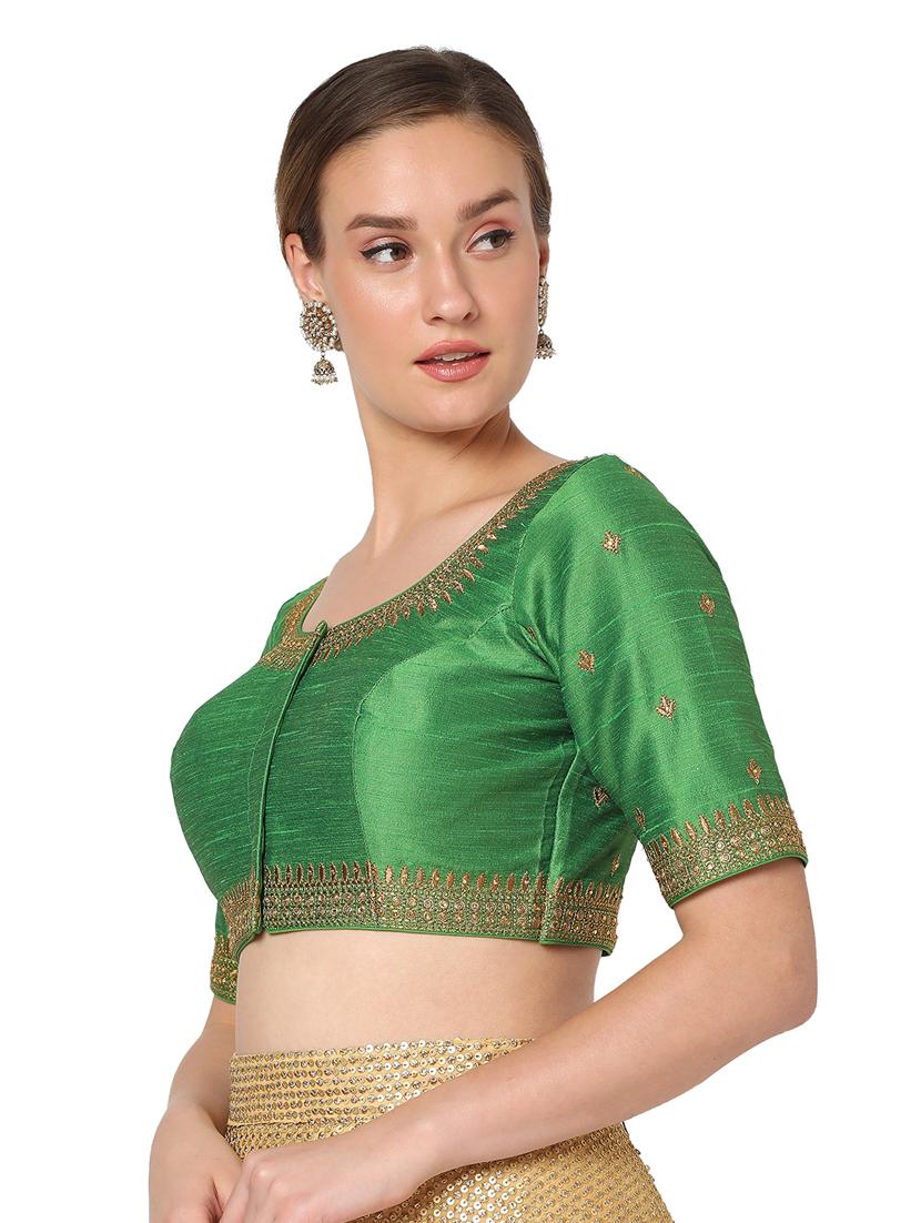 green silk embroidered blouse - 18374628 - Zoom Image - 2