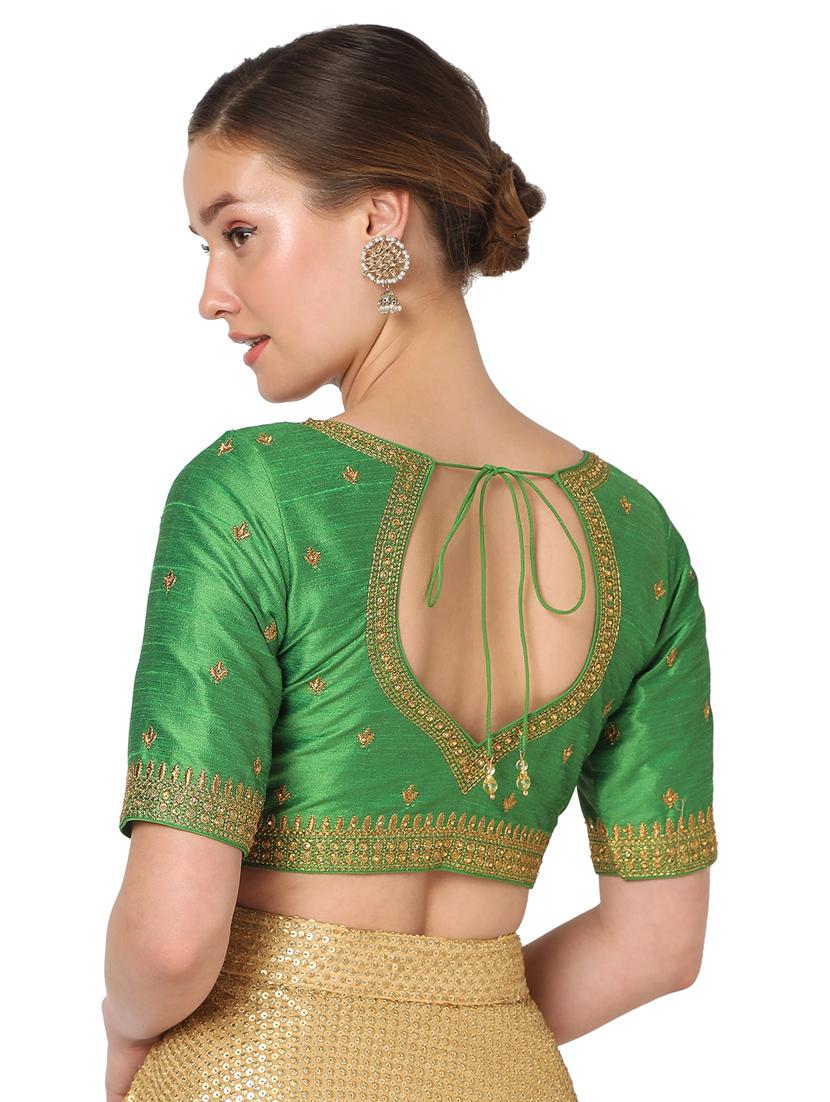 green silk embroidered blouse - 18374628 - Zoom Image - 3