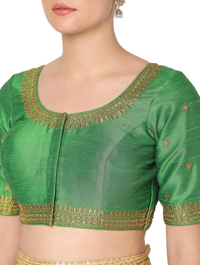 green silk embroidered blouse - 18374628 - Zoom Image - 5