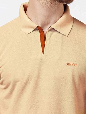 beige solid polo t-shirt - 18374674 - Standard Image - 5