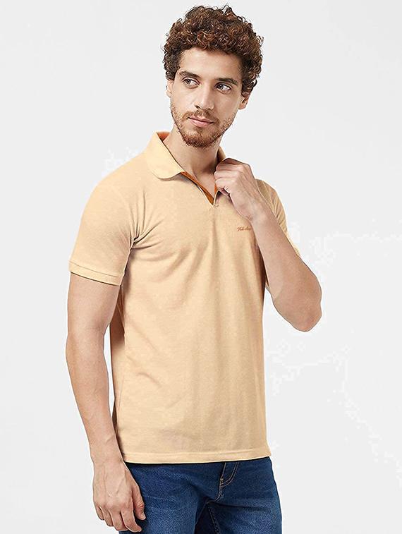 beige solid polo t-shirt - 18374674 - Zoom Image - 2