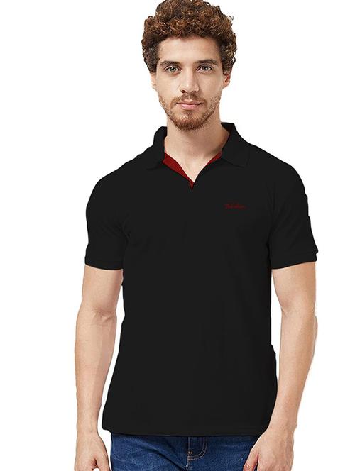 black solid polo t-shirt - 18374676 -  Standard Image - 0