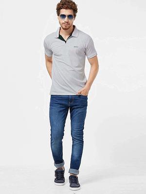 grey solid polo t-shirt - 18374679 - Standard Image - 4